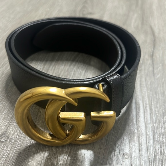 Authentic Gucci Double G Logo Brown Leather Belt - Picture 1 of 7